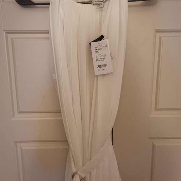 3.1 Phillip Lim knife pleated belted tank white 6 - Picture 3 of 5